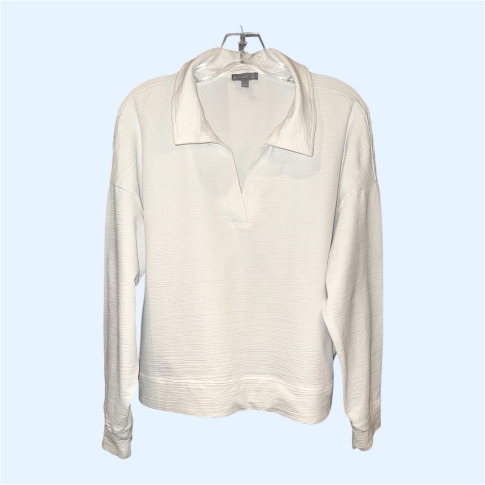 T BY‎ TALBOTS XL WHITE LONG SLEEVE RIBBED 50+SPF WOMENS ACTIVEWEAR TOP